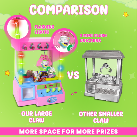 Bundaloo Pink Unicorn Claw Machine Arcade Game with Lights and 3 Unicorn Plush Toys