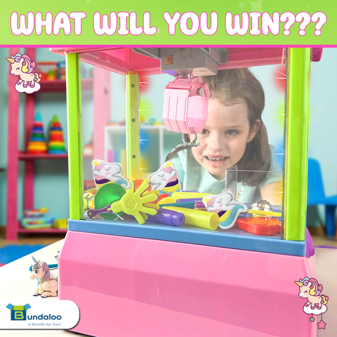 Bundaloo Pink Unicorn Claw Machine Arcade Game with Lights and 3 Unicorn Plush Toys