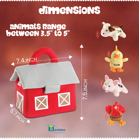 Bundaloo Plush Mini Farm Animal Toy Playset Carrier with Sound