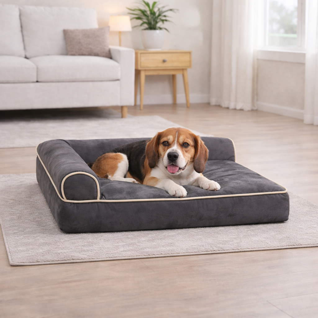 Bundaloo Orthopedic Memory Foam Dog Bed with Waterproof Liner & Washable Cover