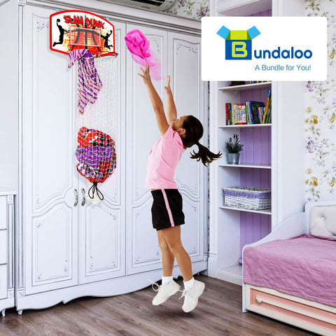 Bundaloo Slam Dunk Over The Door Basketball Hamper Game