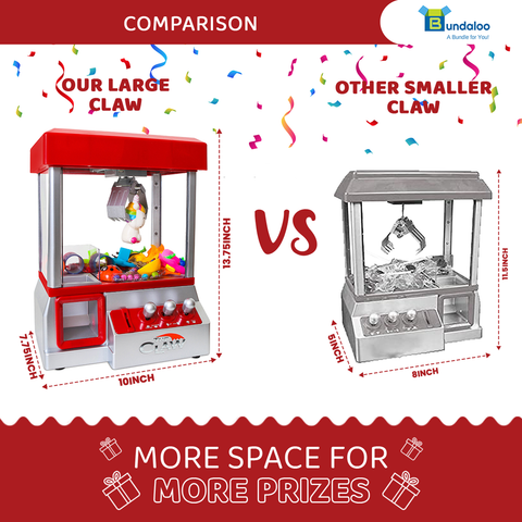 Bundaloo Original Mini Claw Machine Arcade Game - Red