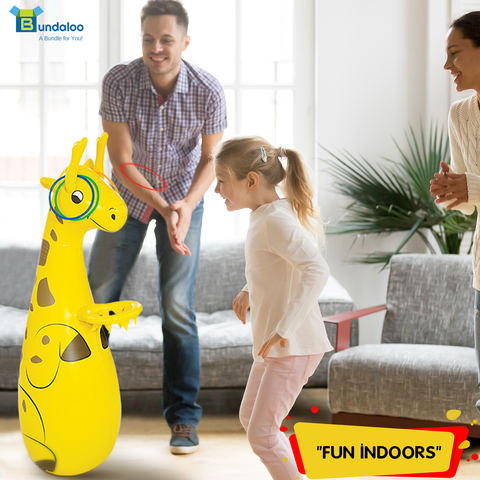 Bundaloo Pool Inflatable Giraffe Basketball and Toss Game