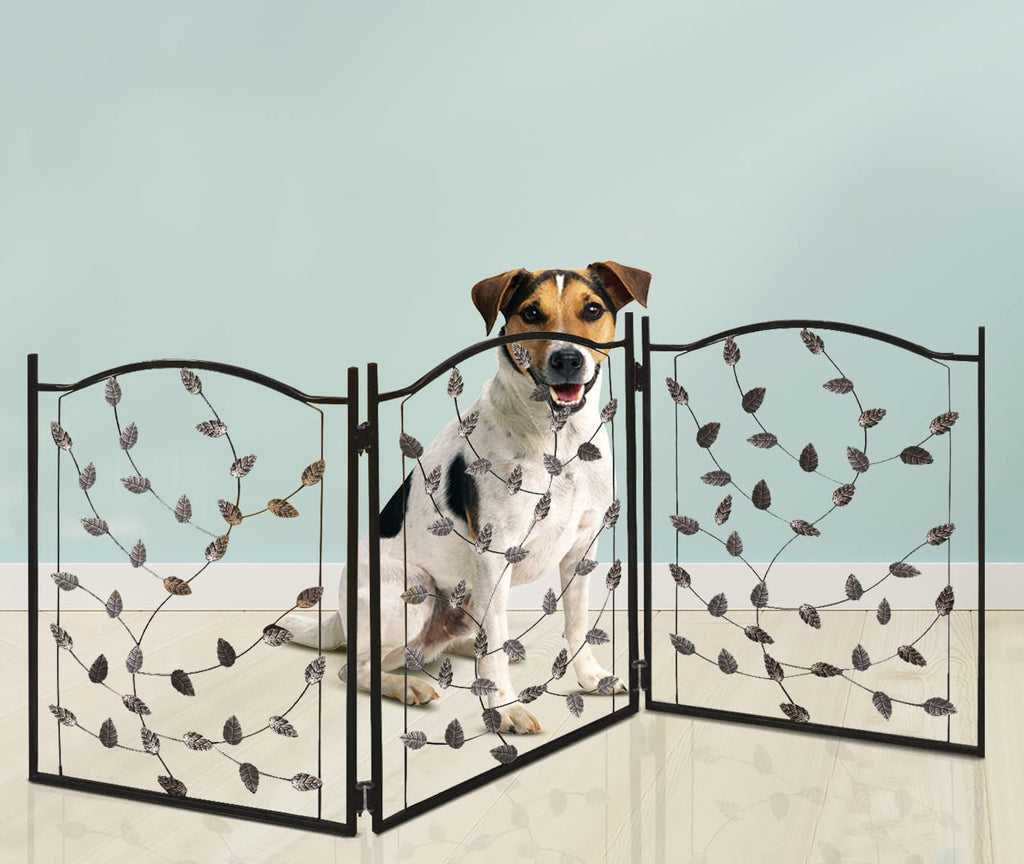 Bundaloo Freestanding Metal Folding Pet Gate (Metallic Leaf)