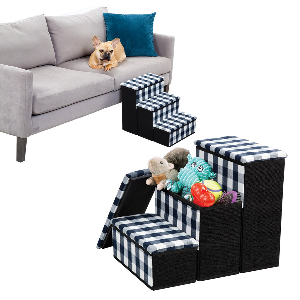 Bundaloo Deluxe Fold Away Steps and Storage - Plaid