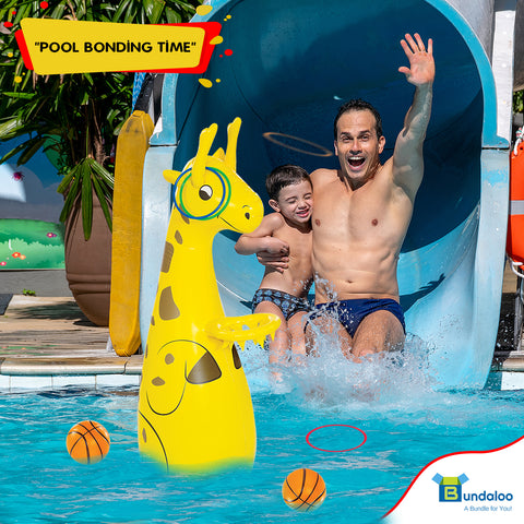 Bundaloo Pool Inflatable Giraffe Basketball and Toss Game