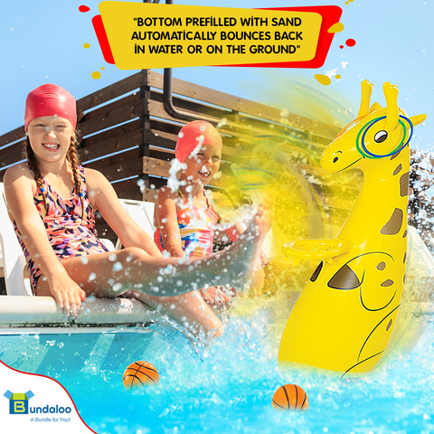 Bundaloo Pool Inflatable Giraffe Basketball and Toss Game