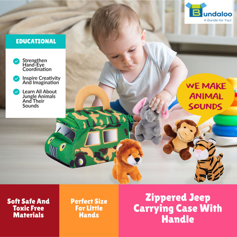 Bundaloo Plush Jungle Animals Set with Realistic Sounds
