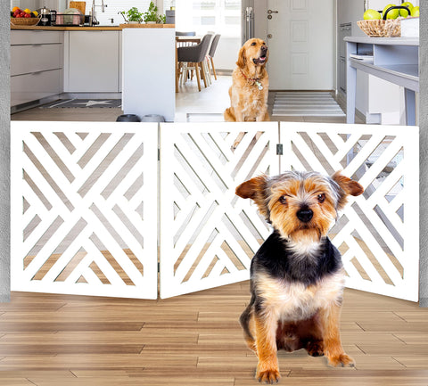 Bundaloo Decorative Wooden Dog Gate | Expandable Barrier for Stairs & Doorways