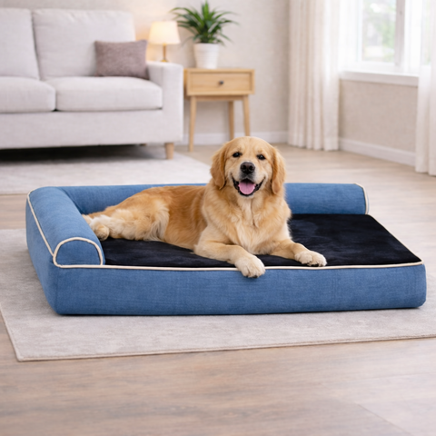 Bundaloo Orthopedic Memory Foam Dog Bed with Waterproof Liner & Washable Cover