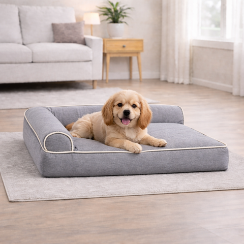 Bundaloo Orthopedic Memory Foam Dog Bed with Waterproof Liner & Washable Cover