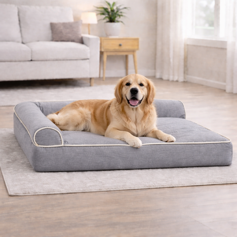 Bundaloo Orthopedic Memory Foam Dog Bed with Waterproof Liner & Washable Cover