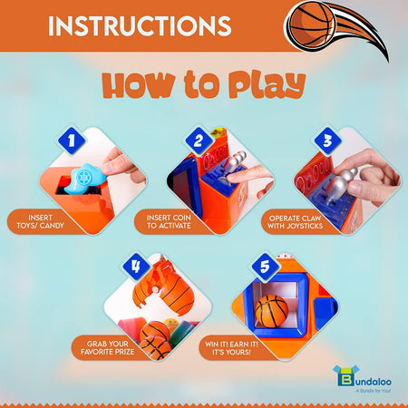 Bundaloo Slam Dunk Claw Machine Arcade Game With 3 Mini Basketballs