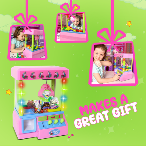 Bundaloo Pink Unicorn Claw Machine Arcade Game with Lights and 3 Unicorn Plush Toys