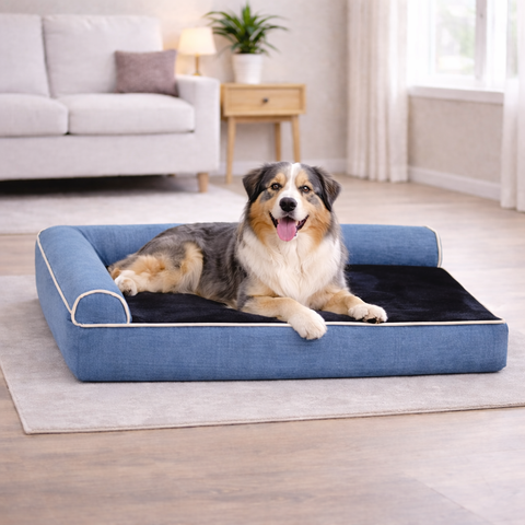 Bundaloo Orthopedic Memory Foam Dog Bed with Waterproof Liner & Washable Cover