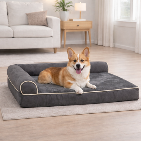 Bundaloo Orthopedic Memory Foam Dog Bed with Waterproof Liner & Washable Cover