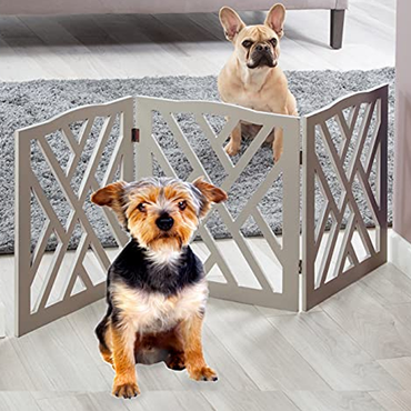 Bundaloo Freestanding Wooden Dog Gate (Crisscross - Grey)