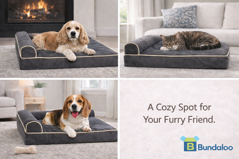 Bundaloo Orthopedic Memory Foam Dog Bed with Waterproof Liner & Washable Cover