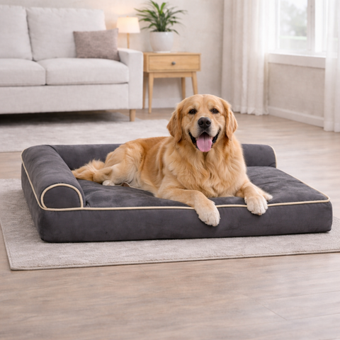 Bundaloo Orthopedic Memory Foam Dog Bed with Waterproof Liner & Washable Cover