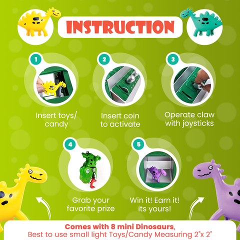 Bundaloo Dino Claw Machine Arcade Game  with Sound