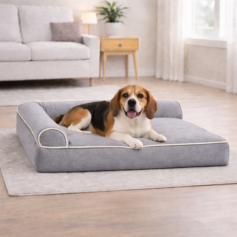 Bundaloo Orthopedic Memory Foam Dog Bed with Waterproof Liner & Washable Cover