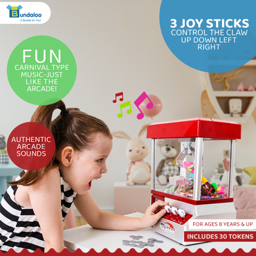 Bundaloo Original Mini Claw Machine Arcade Game - Red