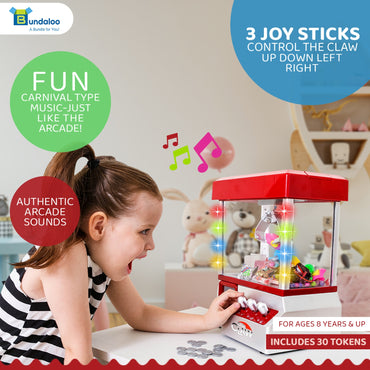 Bundaloo Claw Machine Arcade Game W/Blinking Lights & Sound - Red