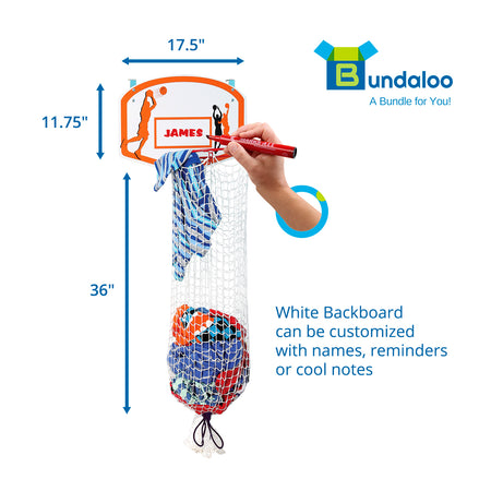 Bundaloo Basketball Laundry Hamper - Over The Door 2 In 1