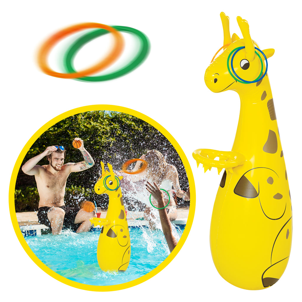 Bundaloo Pool Inflatable Giraffe Basketball and Toss Game