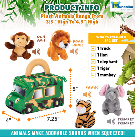 Bundaloo Plush Jungle Animals Set with Realistic Sounds