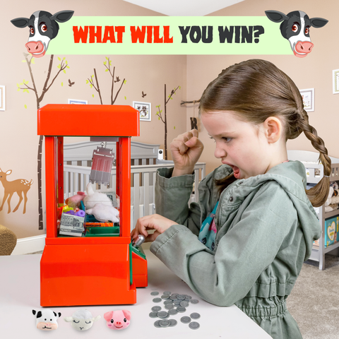 Bundaloo Farm Claw Machine Arcade Game with 3 Mini Plush Farm Animals