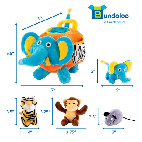 Bundaloo Elephant Surprise Animal Box - Plush, Cute Carrier with Handle