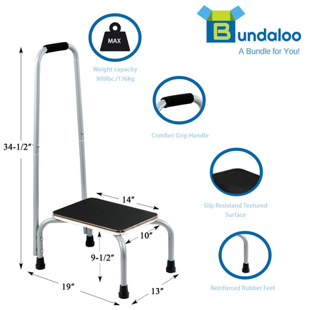 Bundaloo Support Step Stool for Hospital Bed, Kitchen Shelving, & Bath Tub